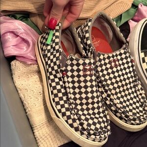 Twisted X Black and White Checkered Sneakers